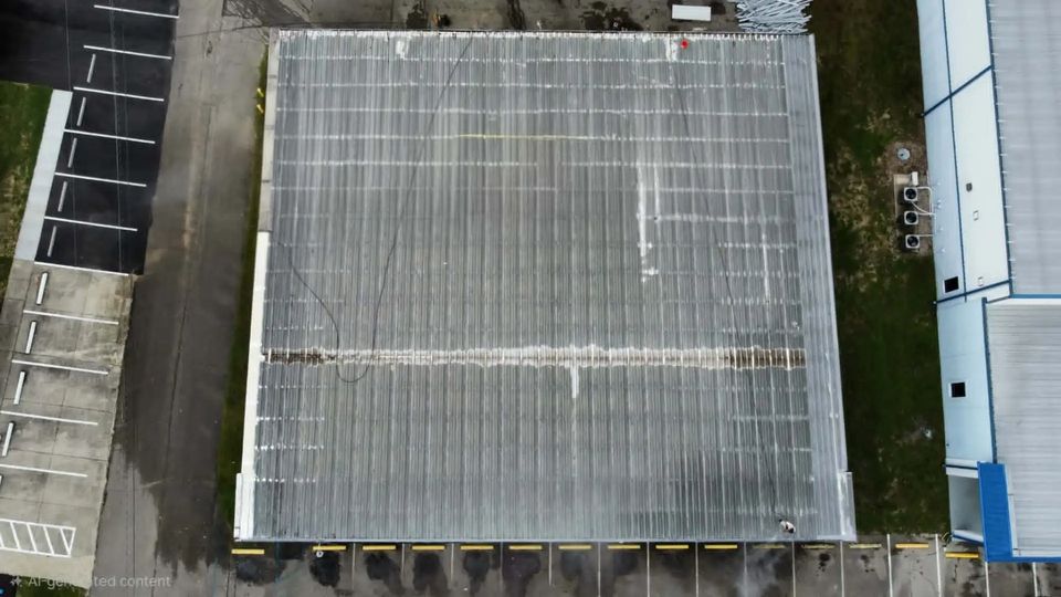 Weathered commercial warehouse roof in Georgia evaluated for replacement versus restoration