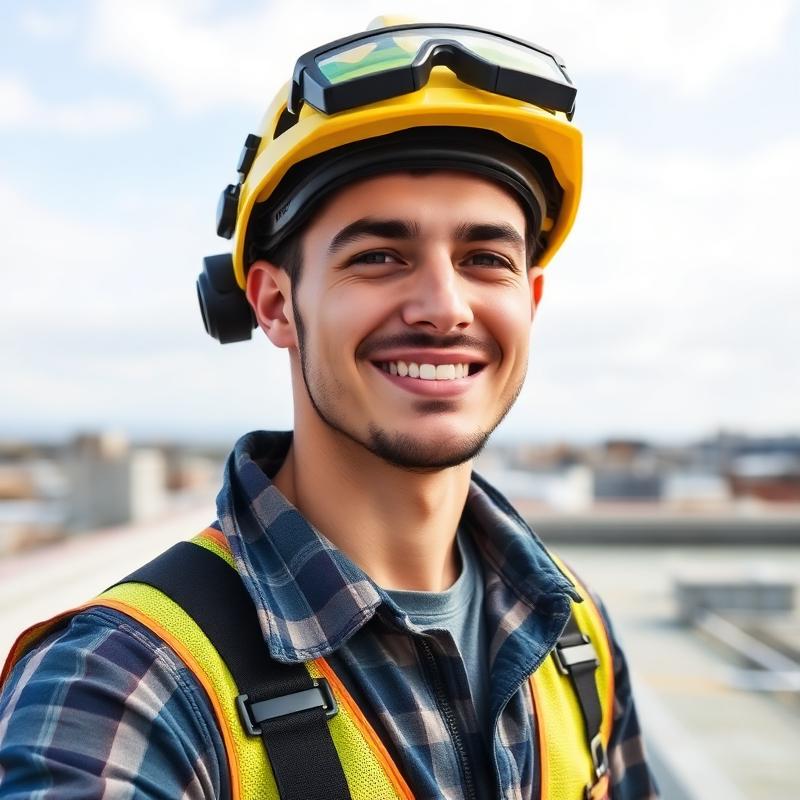 Commercial roofing contractor walking a warehouse roof during a free inspection