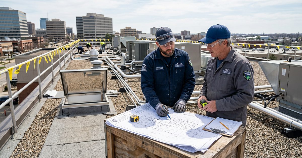 Conklin-trained commercial roofing contractor working on a rooftop — Choosing A Commercial Roofing Contractor For Your Roof