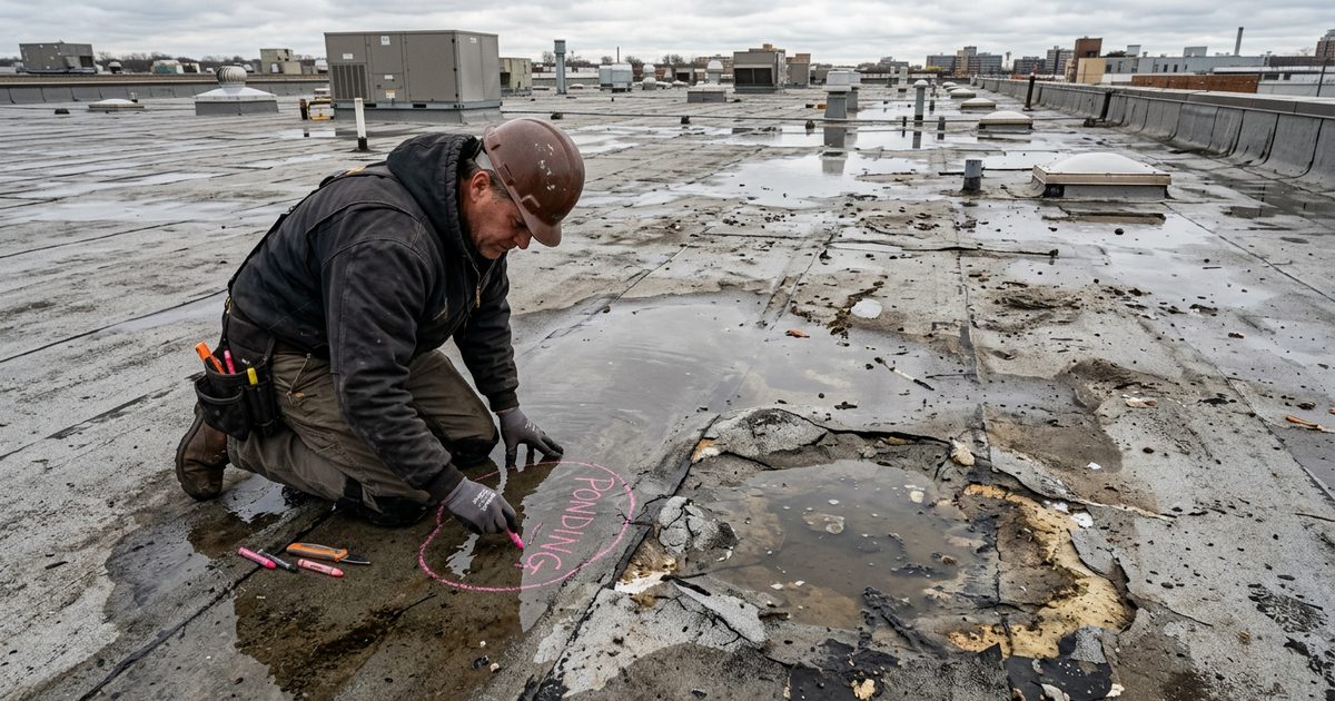 Commercial roof with Conklin white reflective coating — Commercial Roof Hidden Failure: 7 Critical Warning Signs