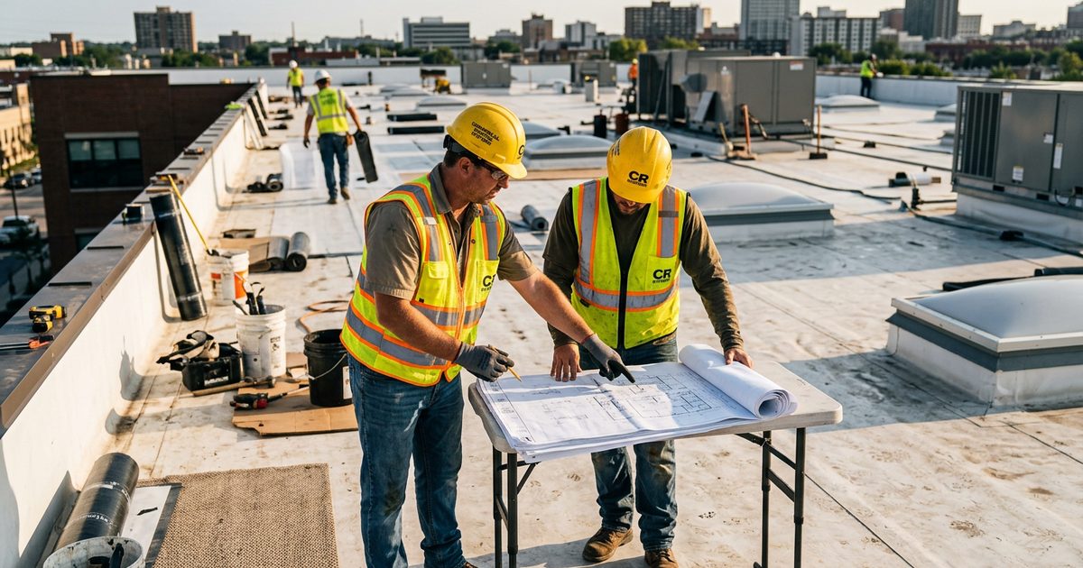 Commercial roof with Conklin white reflective coating — Commercial Roof Installation Preparation | White Roofing System