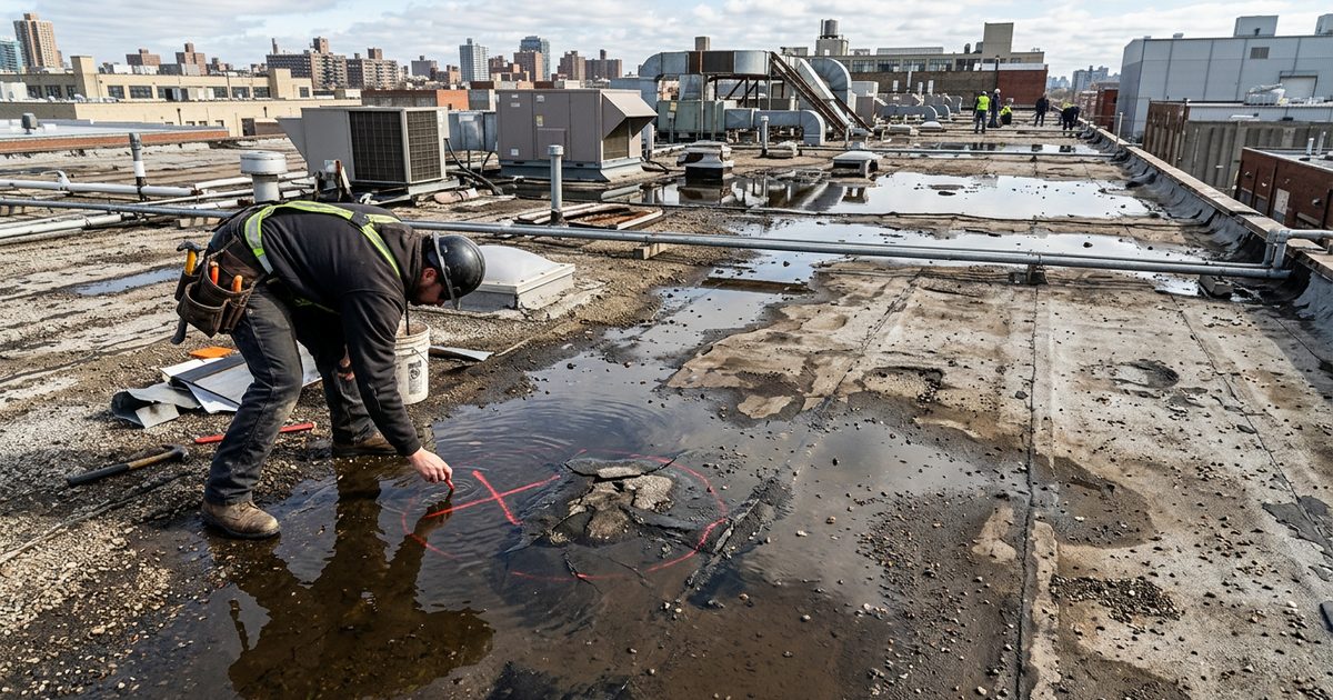 Commercial flat roof surface on a large industrial building — Common Problems For Commercial Flat Roofs