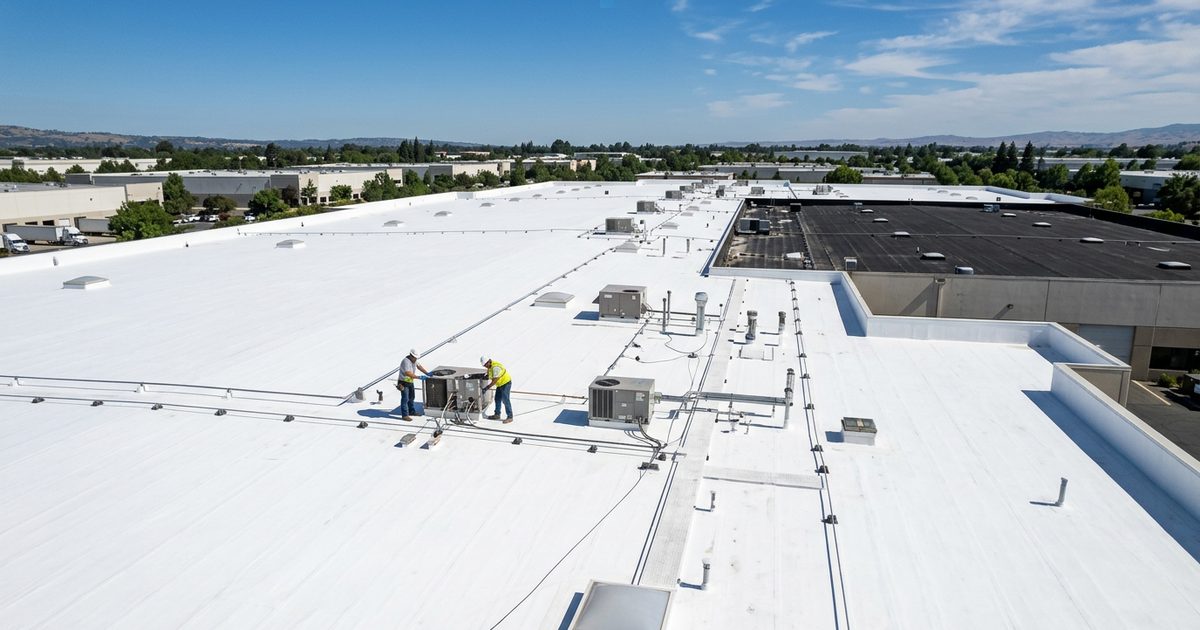 Summer sun beating down on a large commercial rooftop — How Summer Heat Affects Commercial Roofs: The #1 Cost Driver