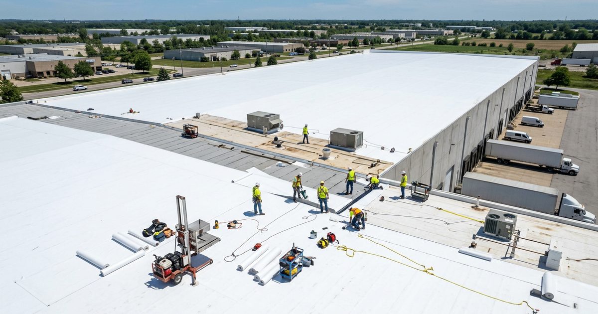 Crew restoring a commercial flat roof with reflective roof coating — Repairing Commercial Roofs In 2026: Smart Strategy