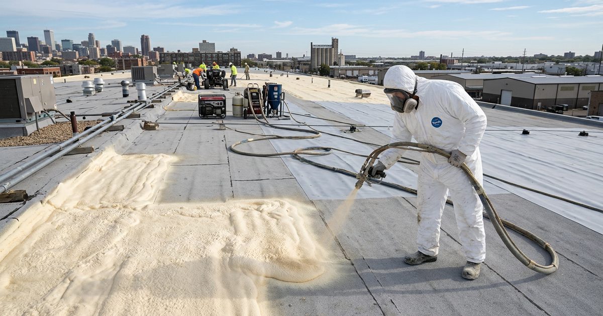 Spray polyurethane foam roofing applied over a commercial flat roof — Why Spray Foam Roofing | Commercial Roofs