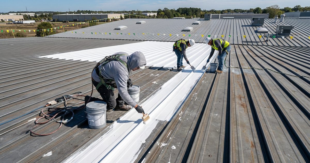 Solar panels mounted on a white reflective commercial roof — What Is The Best Roof Material For Solar Panels?